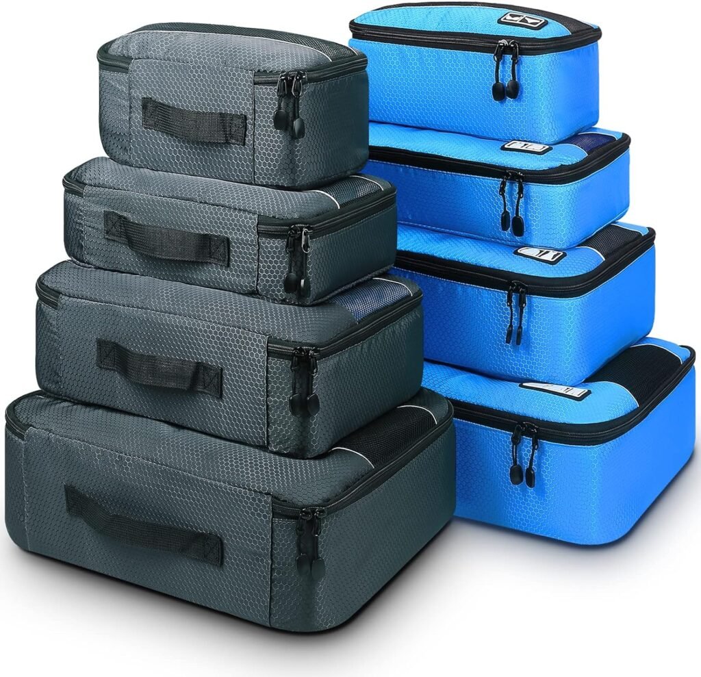 Mossio 8 Set Packing Cubes for Suitcase - Premium Quality Ultralight Travel Organizer for Carry On Luggage and Backpack