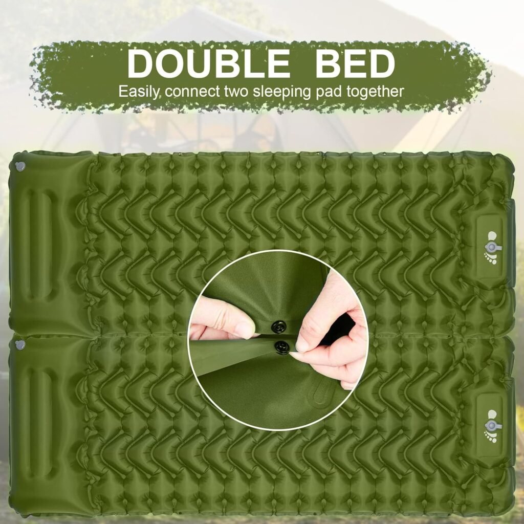MOXILS Sleeping Pad Ultralight Inflatable, 75X25, Built-in Pump, Ultimate for Camping, Hiking - Airpad, Carry Bag, Repair Kit - Compact  Lightweight Air Mattress(Green)