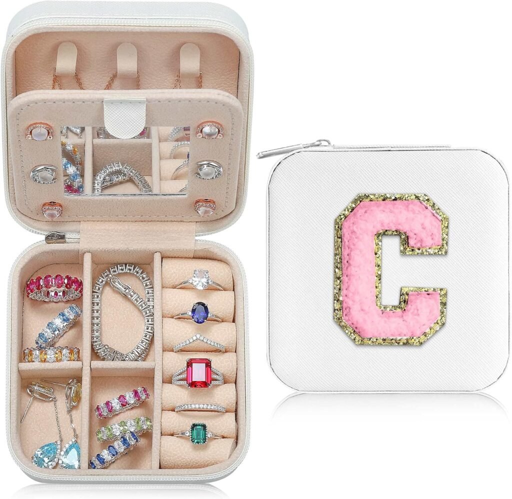 Parima Travel Essentials for Women Jewelry Box, Travel Accessories for Teen Girls Trendy Stuff | Necklace Organizer Earrings Organizer Ring Organizer | Travel Must Have Jewelry Organizer