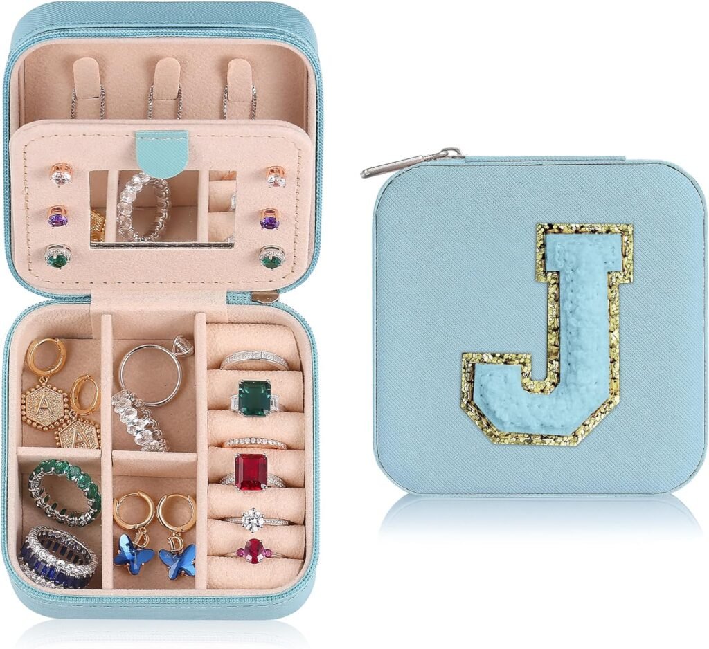 Parima Travel Essentials for Women Jewelry Box, Travel Accessories for Teen Girls Trendy Stuff | Necklace Organizer Earrings Organizer Ring Organizer | Travel Must Have Jewelry Organizer