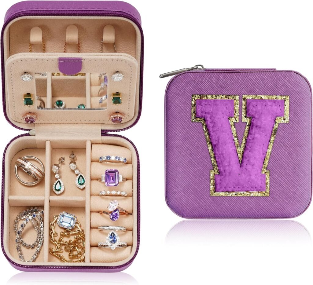 Parima Travel Essentials for Women Jewelry Box, Travel Accessories for Teen Girls Trendy Stuff | Necklace Organizer Earrings Organizer Ring Organizer | Travel Must Have Jewelry Organizer