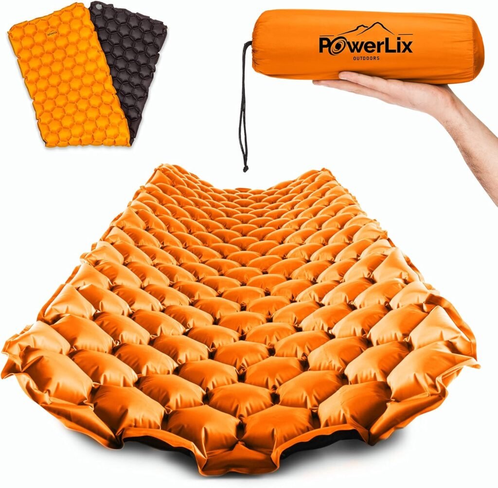 POWERLIX Sleeping Pad – Ultralight Inflatable Sleeping Mat, Ultimate for Camping, Backpacking, Hiking – Airpad, Inflating Bag, Carry Bag, Repair Kit – Compact  Lightweight Air Mattress