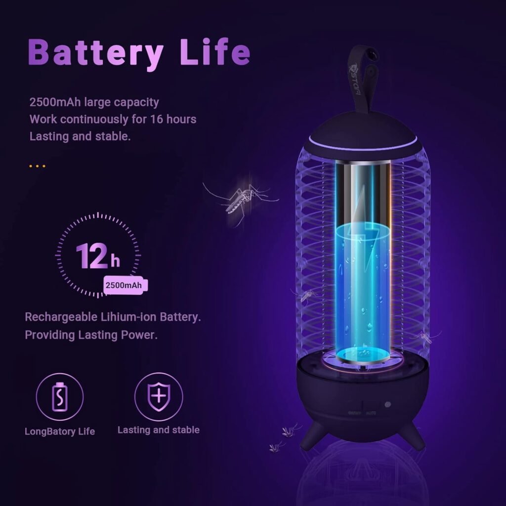 stafi Bug Zapper Outdoor Wireless Mosquito Zapper Indoor Portable Camping Bug Zapper 2500mAh Electric Trap Ideal for Fly Traps (White)