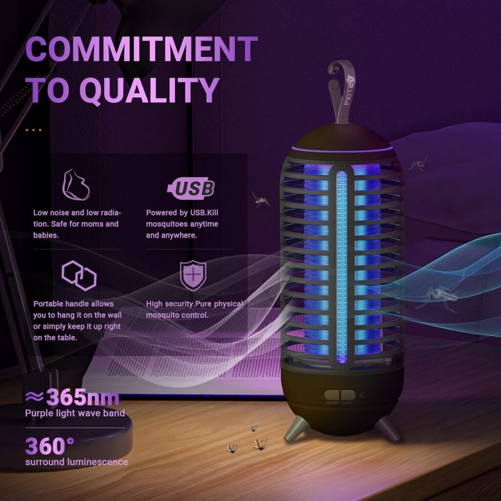 stafi Bug Zapper Outdoor Wireless Mosquito Zapper Indoor Portable Camping Bug Zapper 2500mAh Electric Trap Ideal for Fly Traps (White)