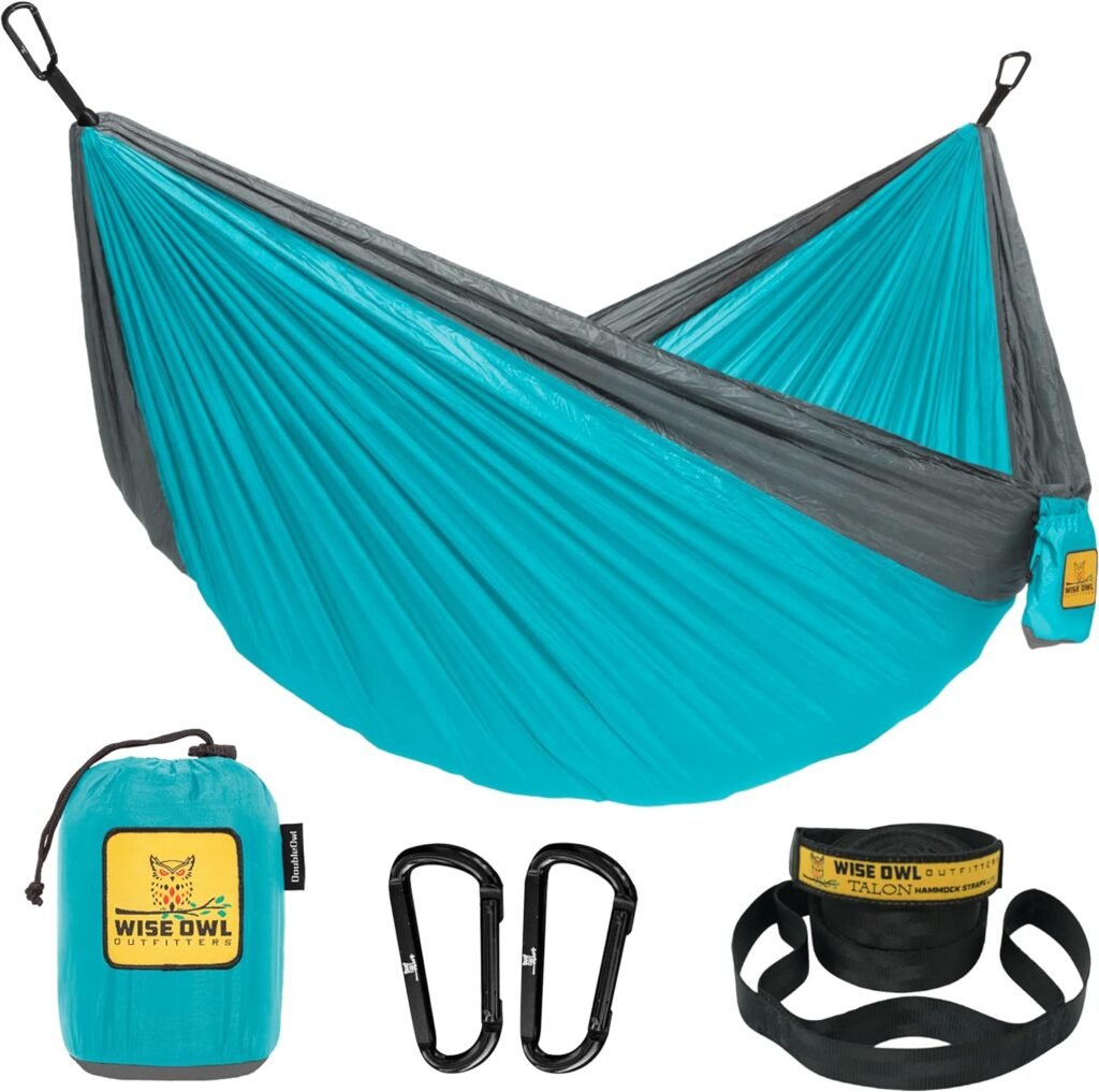 Wise Owl Outfitters Camping Hammock - Camping Essentials  Camping Gifts, Portable Hammock Single or Double Hammock for Outdoor, Indoor w/Hammock Straps