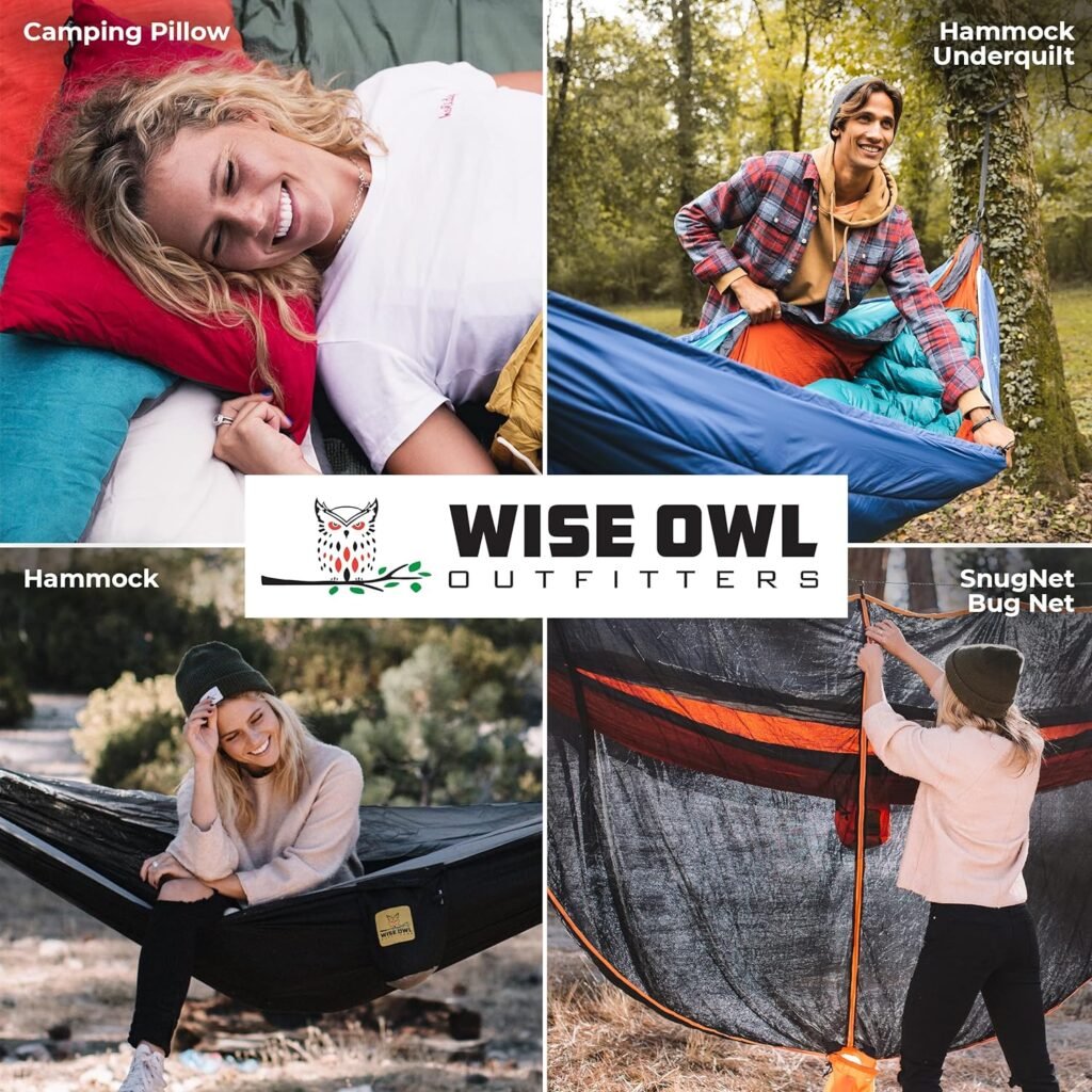Wise Owl Outfitters Camping Hammock - Camping Essentials  Camping Gifts, Portable Hammock Single or Double Hammock for Outdoor, Indoor w/Hammock Straps