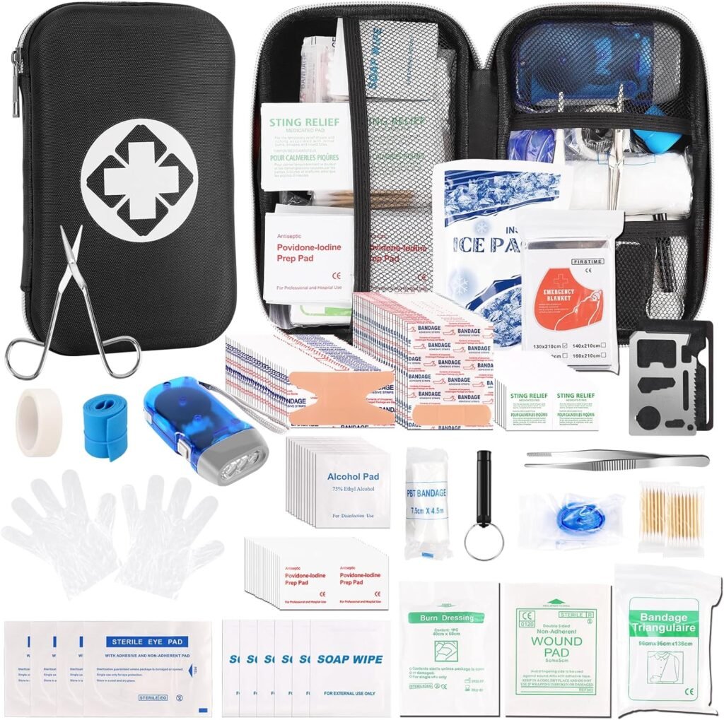 Waterproof Car First Aid Kit with 330PCS Basic and Advanced Tactical Gear Camping Gear Emergency, Suitable for Emergencies at Home Office or Outside, Travel, Camping, Hiking, Sports(Green)