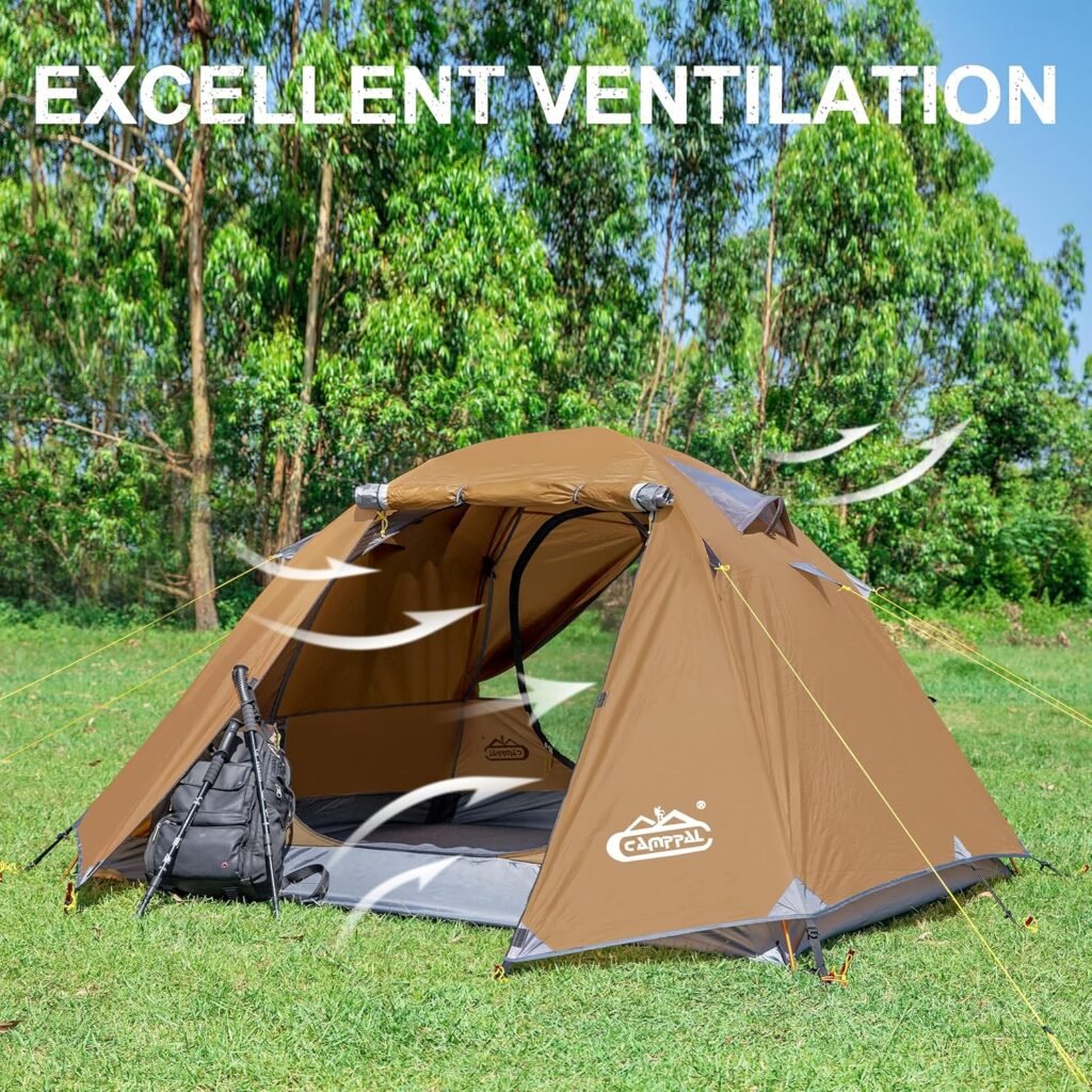 2-3 Person Tent - Waterproof Windproof 4 Season Tent for Backpacking, Hiking, Hunting, Motorcycling  Biking
