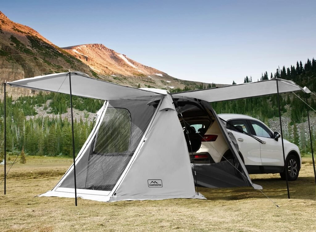 KAMPKEEPER SUV Car Tent, Tailgate Shade Awning Tent for Camping, Vehicle Camping Tents Outdoor Travel (Khaki)