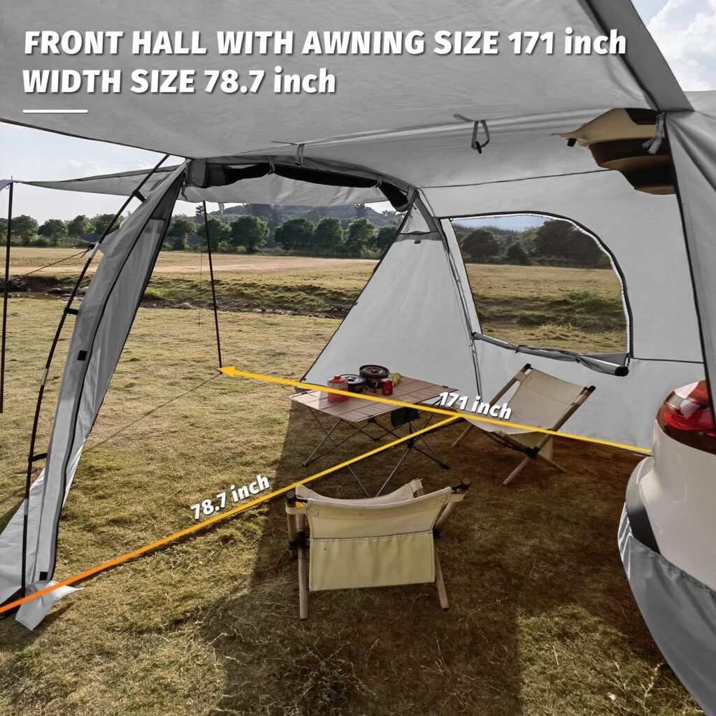 KAMPKEEPER SUV Car Tent, Tailgate Shade Awning Tent for Camping, Vehicle Camping Tents Outdoor Travel (Khaki)