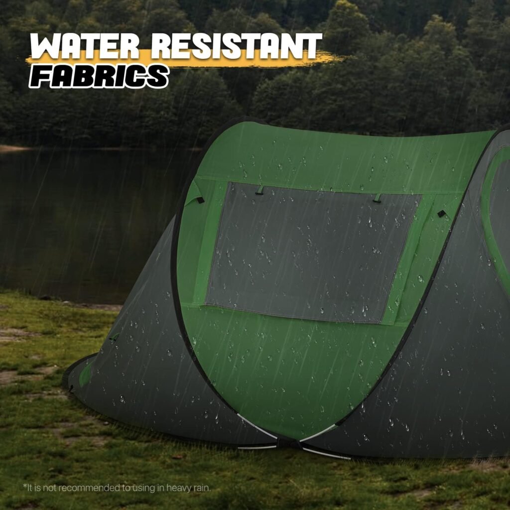 MoNiBloom Pop Up Tent 2 Person for Camping Waterproof Outdoor Easy Set Up Automatic Family Travel Tent, 2 Doors and Side Windows Instant Easy Popup Beach Tent with Carry Bag, Yellow