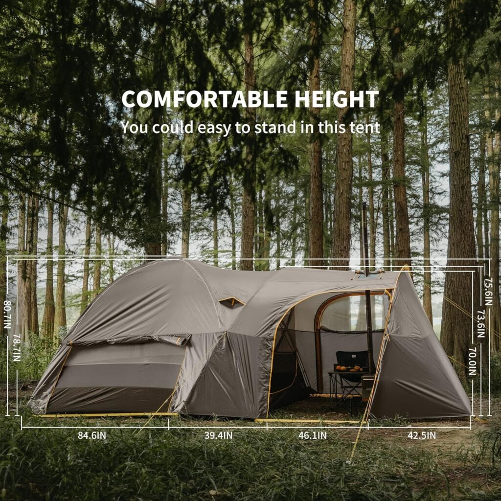 Naturehike KOTA 6 Person Tent, Hot Tent with Stove Jack,UPF50+ Waterproof 4 Season Tent, 6 Person Camping Tent, Windproof Cold Weather Winter Tent