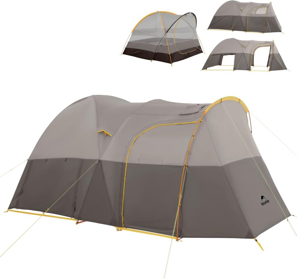 Naturehike KOTA 6 Person Tent, Hot Tent with Stove Jack,UPF50+ Waterproof 4 Season Tent, 6 Person Camping Tent, Windproof Cold Weather Winter Tent