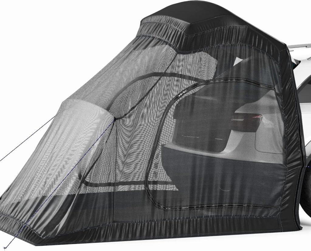 Universal SUV Tent Spacious Camping Attachment for SUV Car Van Minivan Hatchback and Truck Rear Door Setup for Outdoor and Tailgate Use with Most Automobiles with Screen Tent  Rainfly