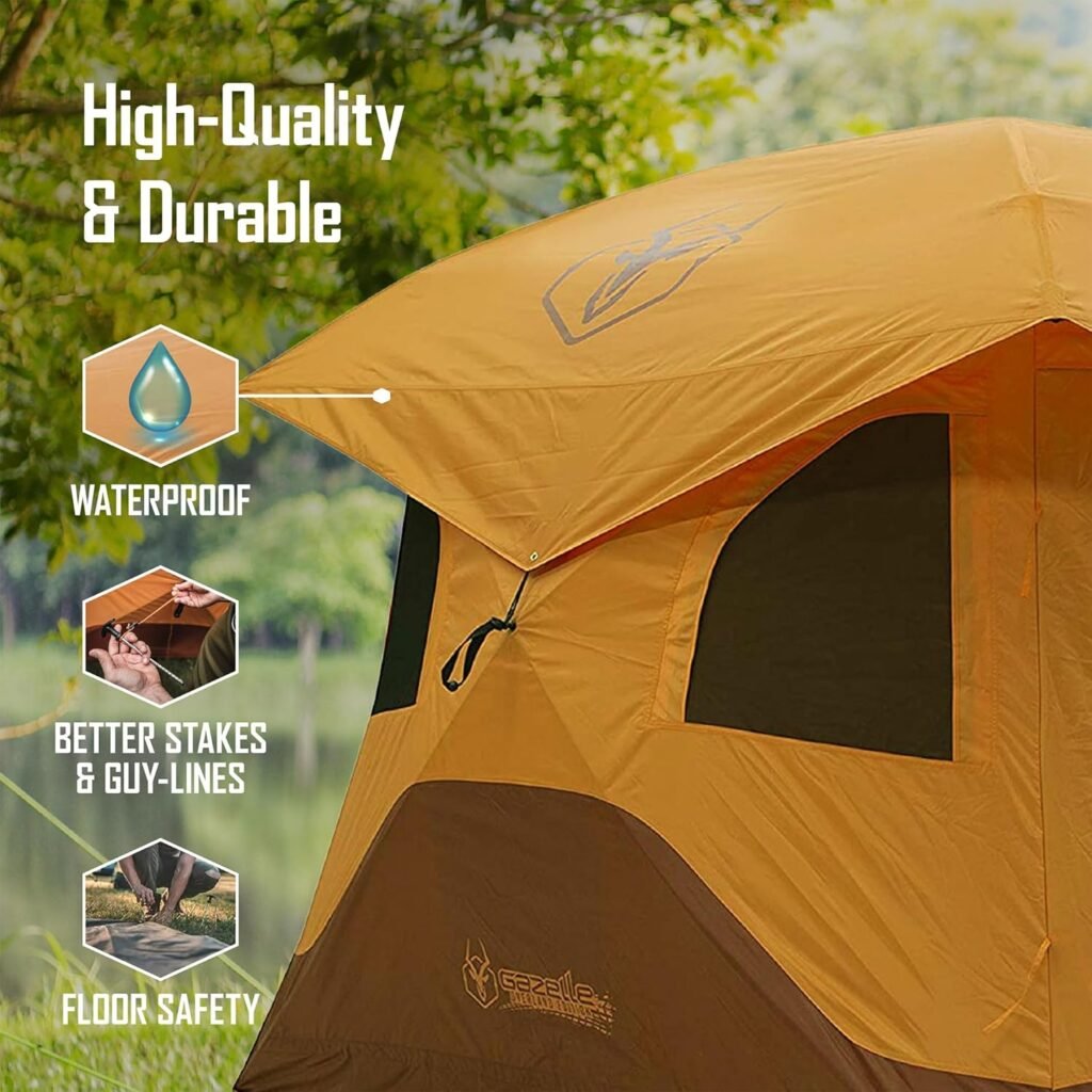 Gazelle T4 Overland Edition GT401SS Pop-Up Portable Camping Hub Tent, Easy Instant Set up in 90 Seconds, Sunset/Sedona Orange, 4-Person, Family, Overland