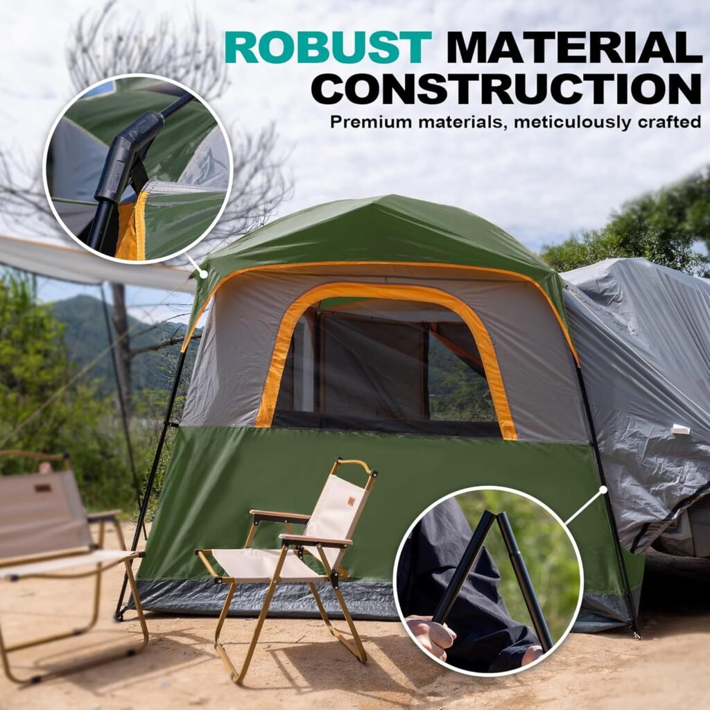 SUV Tent for Camping,Waterproof PU2000mm, Fits 5-8 People,Spacious Double Layer Design, Includes Rainfly  Storage Bag, 8FT L x 8FT W x 7.2FT H