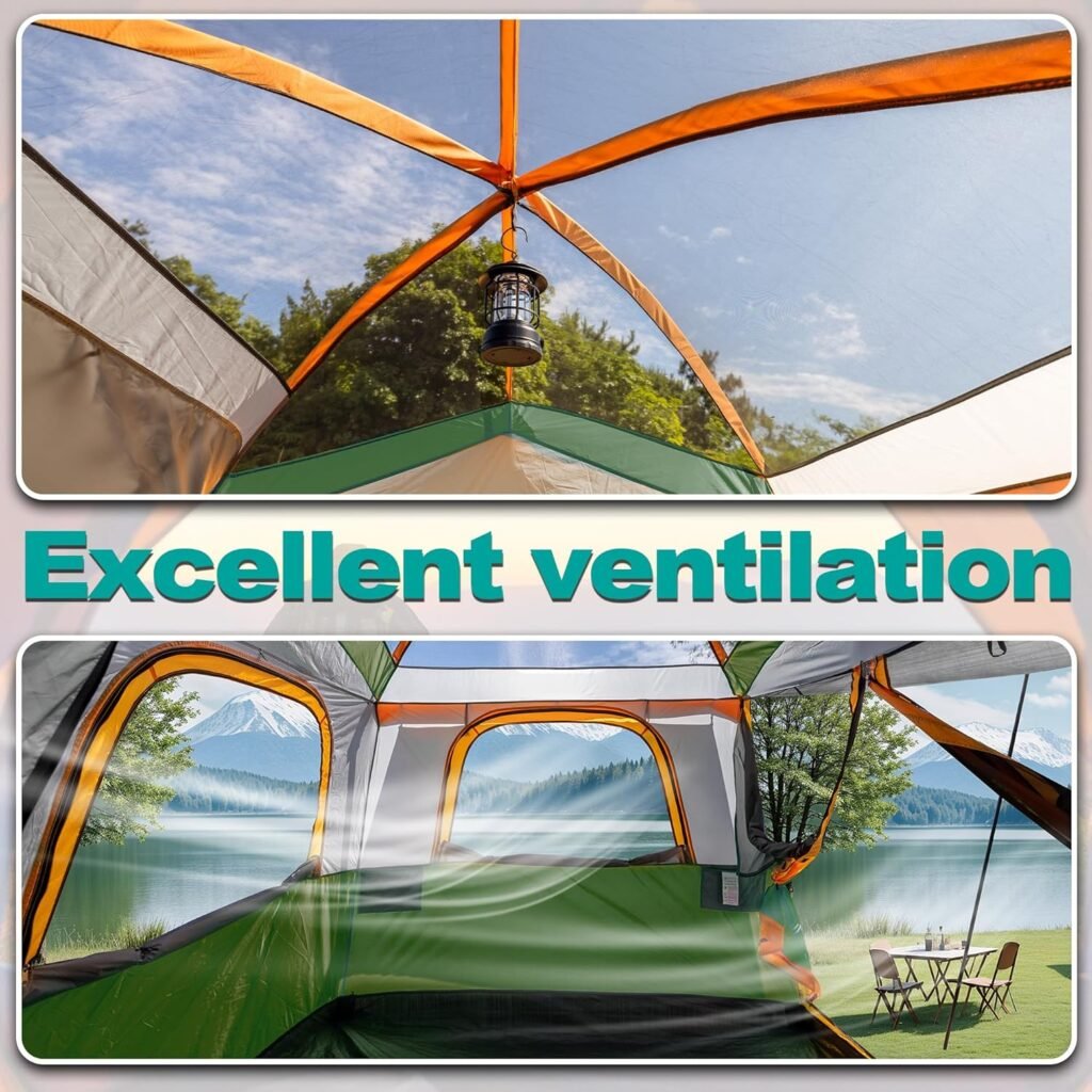 SUV Tent for Camping,Waterproof PU2000mm, Fits 5-8 People,Spacious Double Layer Design, Includes Rainfly  Storage Bag, 8FT L x 8FT W x 7.2FT H