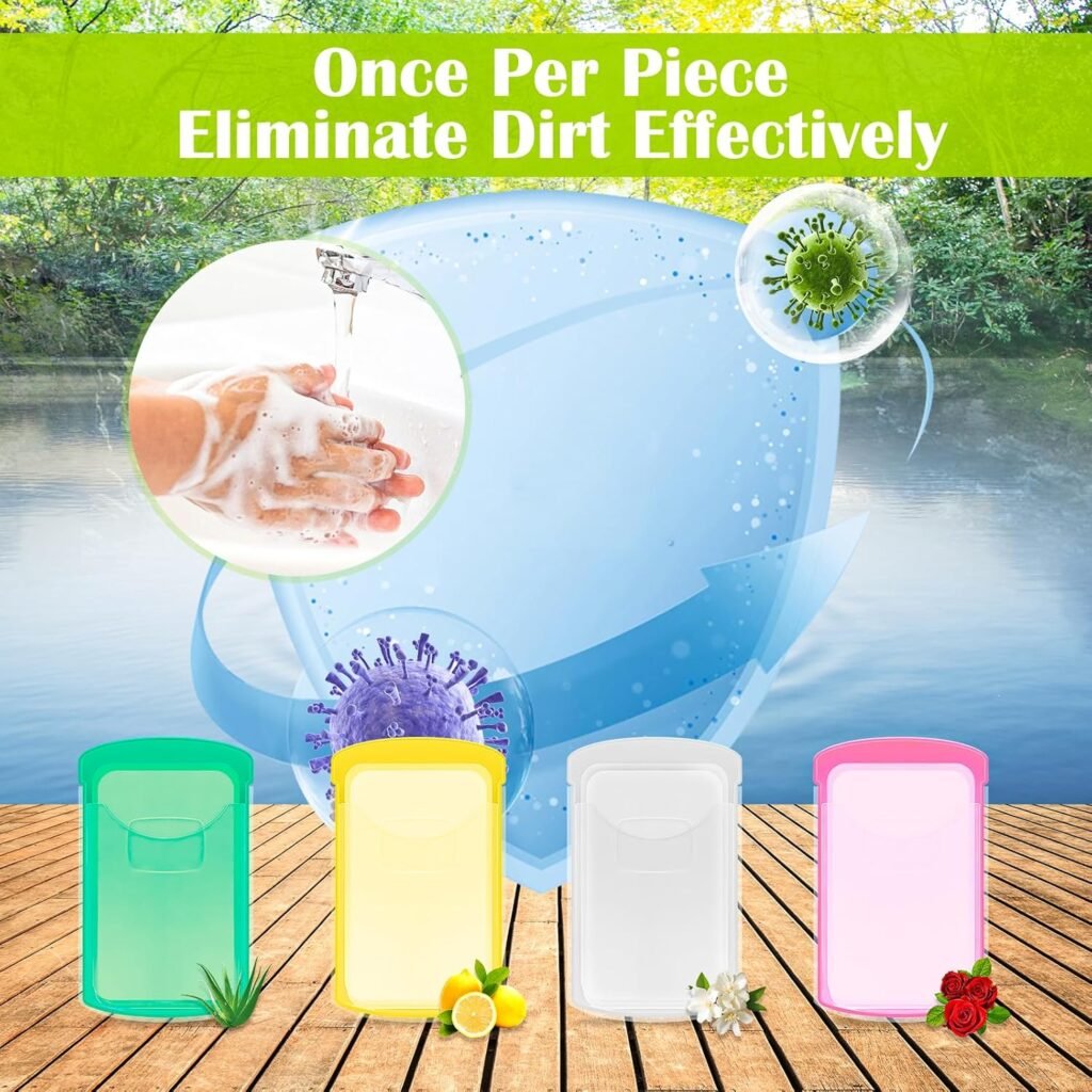 HongyiTime 2 Boxs (100 Sheets) Hand Washing Soap Sheets for Outdoor Travel,Portable Camping Hand Soap,Hiking Washing Hand Bath Paper Soap for Travel,BBQ,Party,School,Girls