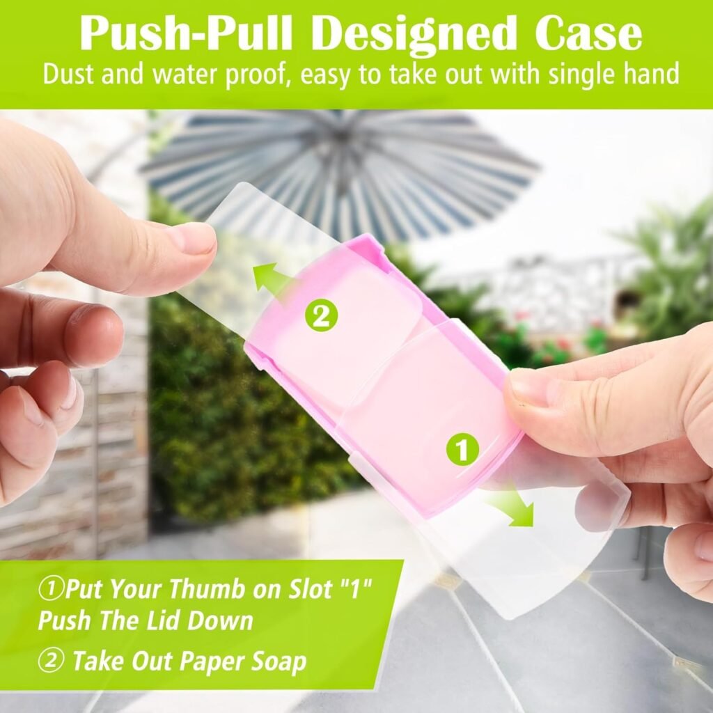 HongyiTime 2 Boxs (100 Sheets) Hand Washing Soap Sheets for Outdoor Travel,Portable Camping Hand Soap,Hiking Washing Hand Bath Paper Soap for Travel,BBQ,Party,School,Girls