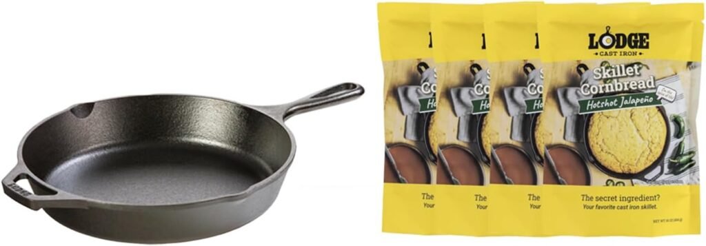 Lodge 10.25 Inch Cast Iron Skillet – Pre-Seasoned Frying Pan with Teardrop Handle – Oven, Stovetop, Grill  Campfire Use – Made in USA – Durable, Non-Toxic, Even-Heating Cookware – Black